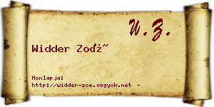 Widder Zoé névjegykártya